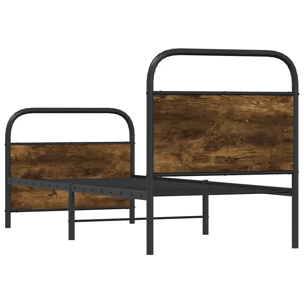 Letto singolo | Letto per adulti | Giroletto senza Materasso Rovere Fumo 80x200 cm in Truciolato - Image 7