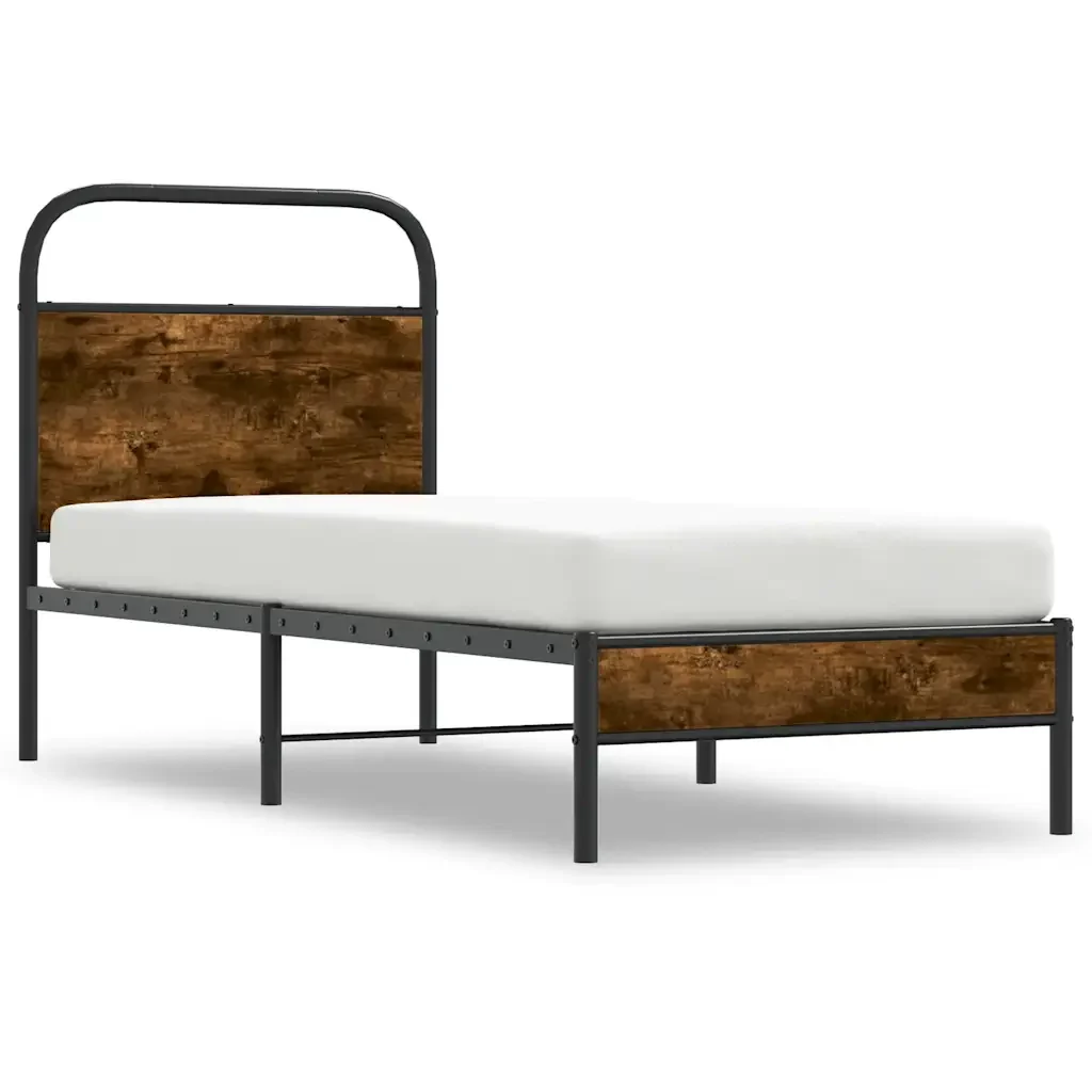 Letto singolo | Letto per adulti | Giroletto senza Materasso Rovere Fumo 80x200 cm in Truciolato - Image 4