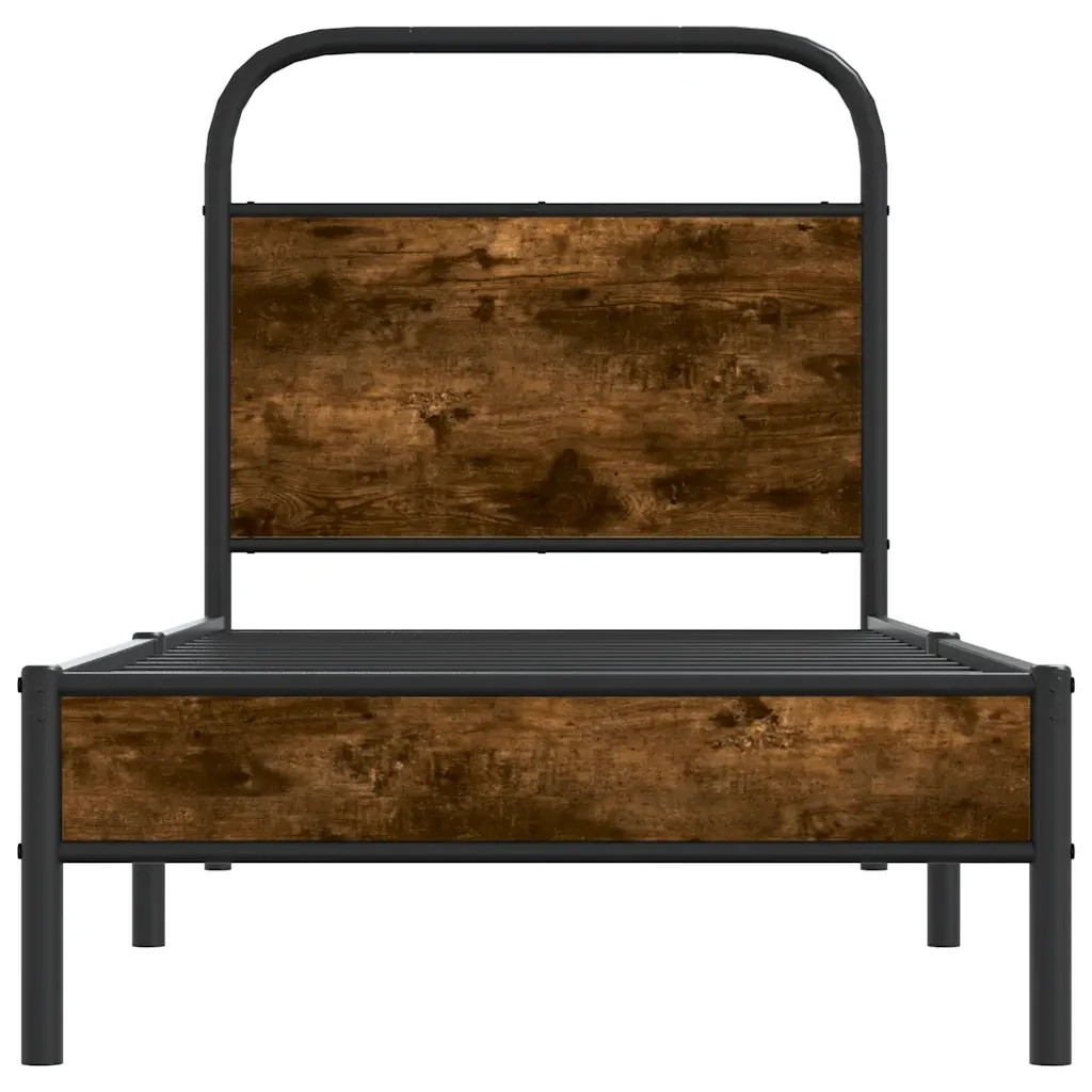 Letto singolo | Letto per adulti | Giroletto senza Materasso Rovere Fumo 80x200 cm in Truciolato - Image 5