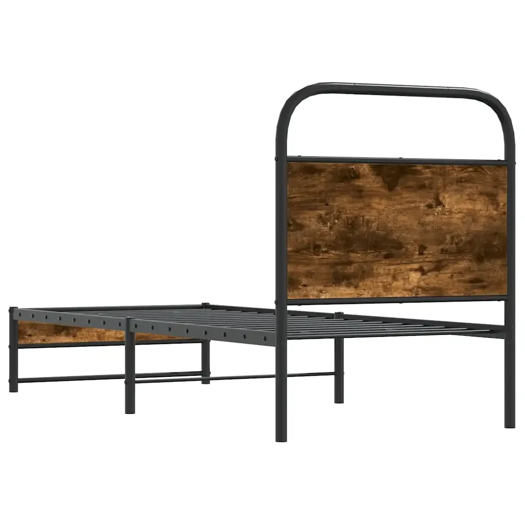Letto singolo | Letto per adulti | Giroletto senza Materasso Rovere Fumo 80x200 cm in Truciolato - Image 7