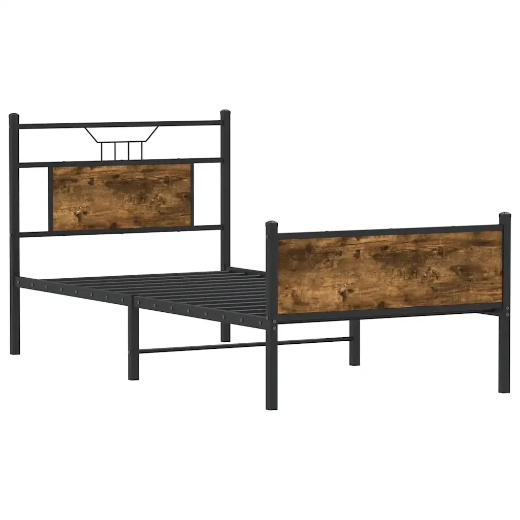Letto singolo | Letto per adulti | Giroletto senza Materasso Rovere Fumo 90x190 cm in Truciolato - Image 3