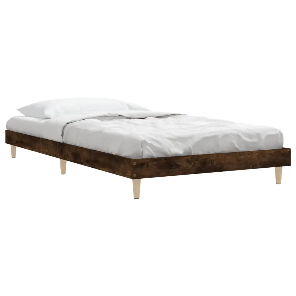 Letto singolo | Letto per adulti | Giroletto senza Materasso Rovere Fumo 90x190 cm in Truciolato - Image 5