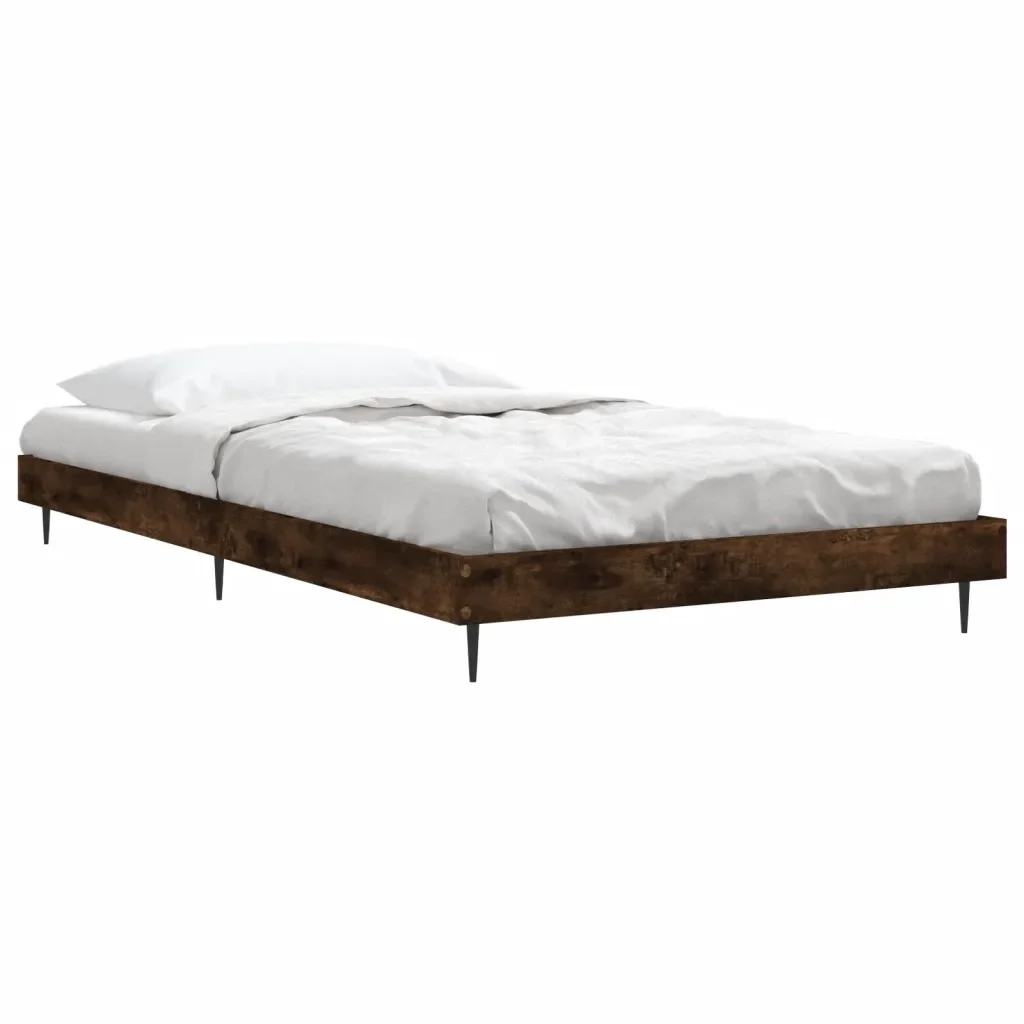 Letto singolo | Letto per adulti | Giroletto senza Materasso Rovere Fumo 90x190 cm in Truciolato - Image 3