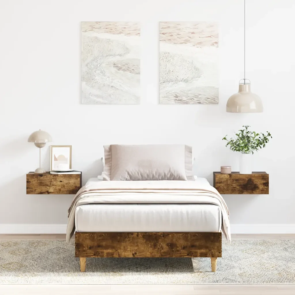 Letto singolo | Letto per adulti | Giroletto senza Materasso Rovere Fumo 90x190 cm in Truciolato - Image 2