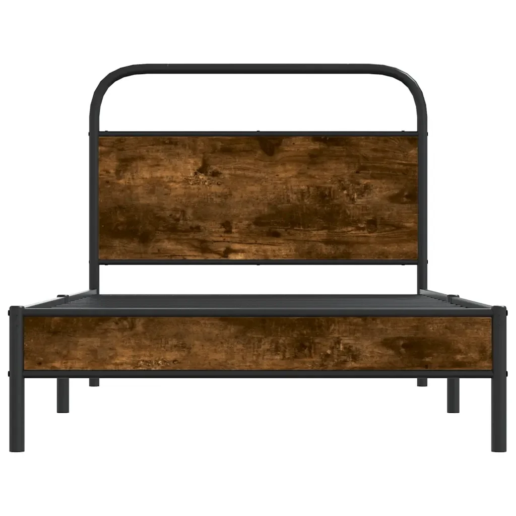 Letto singolo | Letto per adulti | Giroletto senza Materasso Rovere Fumo 90x190 cm in Truciolato - Image 5