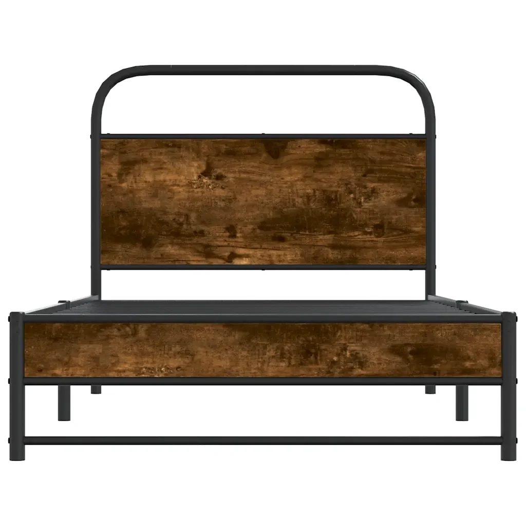 Letto singolo | Letto per adulti | Giroletto senza Materasso Rovere Fumo 90x190 cm in Truciolato - Image 5
