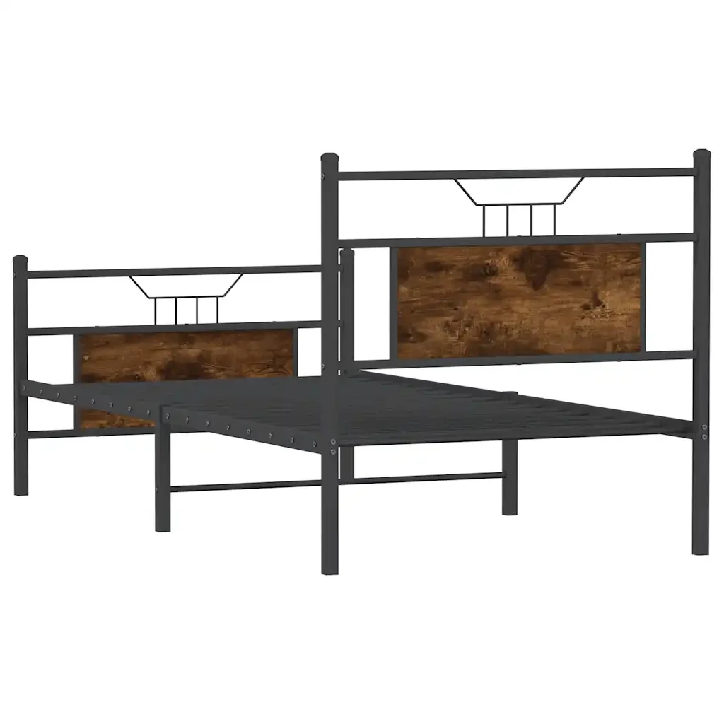 Letto singolo | Letto per adulti | Giroletto senza Materasso Rovere Fumo 90x190 cm in Truciolato - Image 8