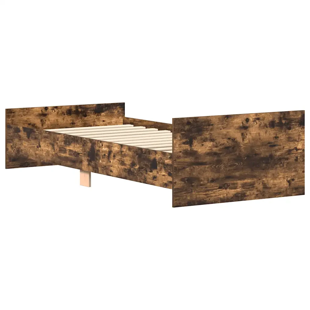 Letto singolo | Letto per adulti | Giroletto senza Materasso Rovere Fumo 90x190 cm in Truciolato - Image 7