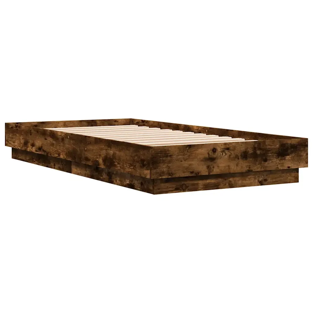 Letto singolo | Letto per adulti | Giroletto senza Materasso Rovere Fumo 90x190 cm in Truciolato - Image 4