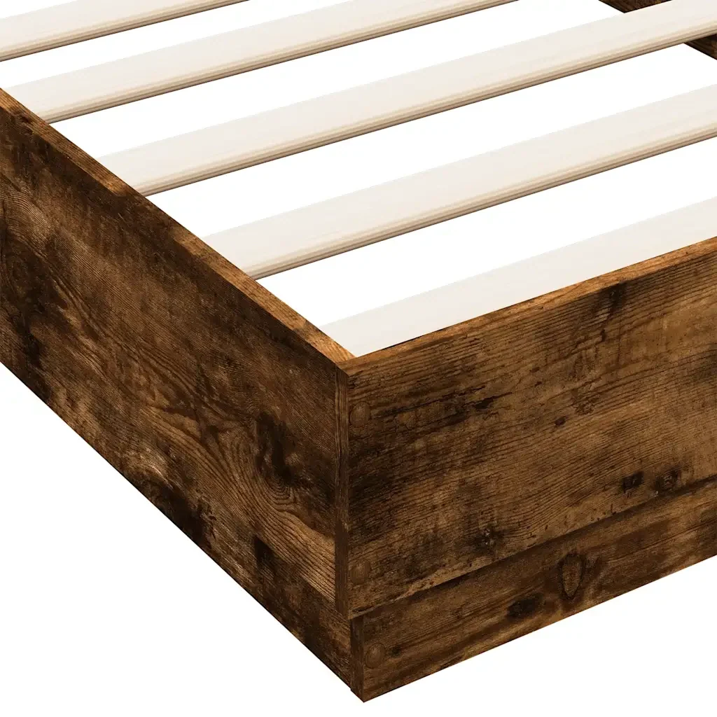 Letto singolo | Letto per adulti | Giroletto senza Materasso Rovere Fumo 90x190 cm in Truciolato - Image 7