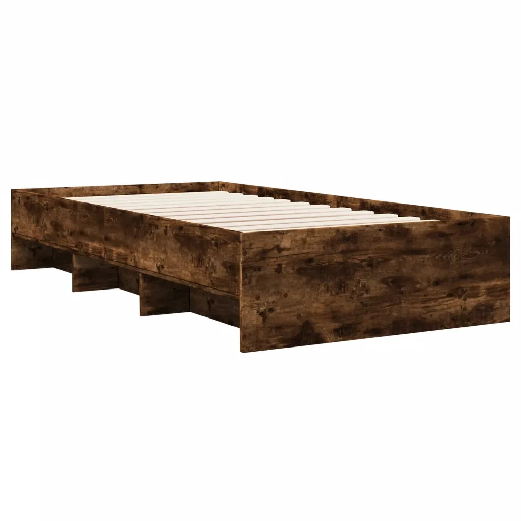Letto singolo | Letto per adulti | Giroletto senza Materasso Rovere Fumo 90x190 cm in Truciolato - Image 7