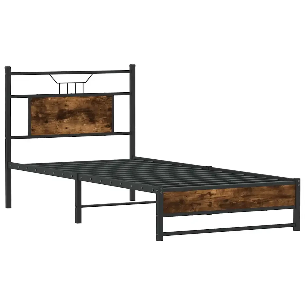 Letto singolo | Letto per adulti | Giroletto senza Materasso Rovere Fumo 90x200 cm in Truciolato - Image 5