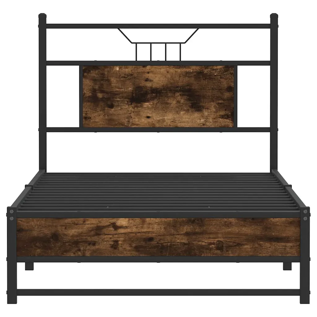 Letto singolo | Letto per adulti | Giroletto senza Materasso Rovere Fumo 90x200 cm in Truciolato - Image 6