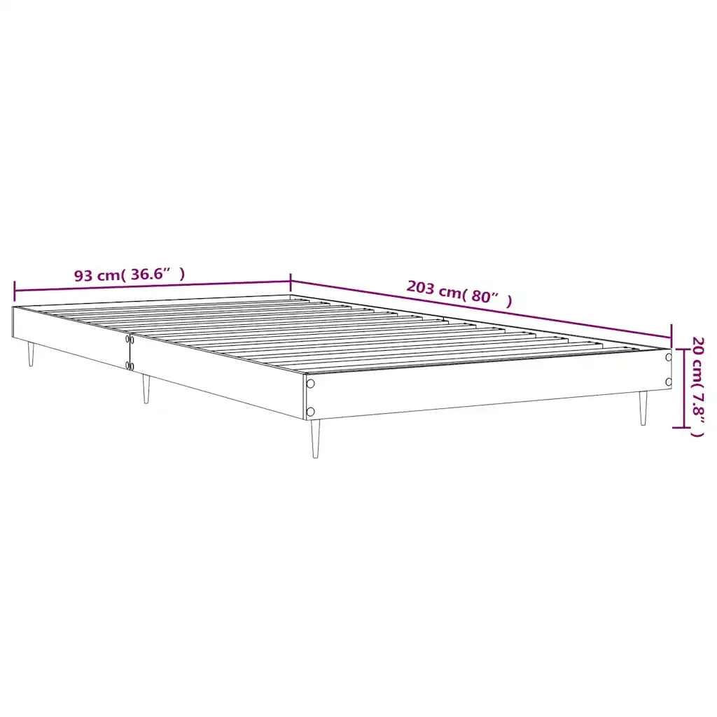 Letto singolo | Letto per adulti | Giroletto senza Materasso Rovere Fumo 90x200 cm in Truciolato - Image 10