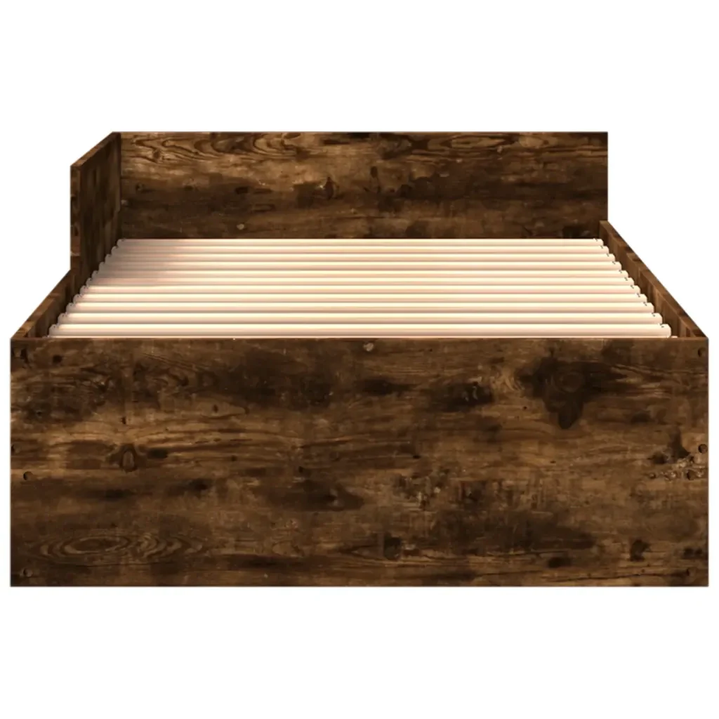 Letto singolo | Letto per adulti | Giroletto senza Materasso Rovere Fumo 90x200 cm in Truciolato - Image 5