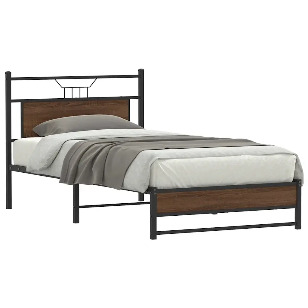 Letto singolo | Letto per adulti | Giroletto senza Materasso Rovere Marrone 100x190 cm Truciolato - Image 2