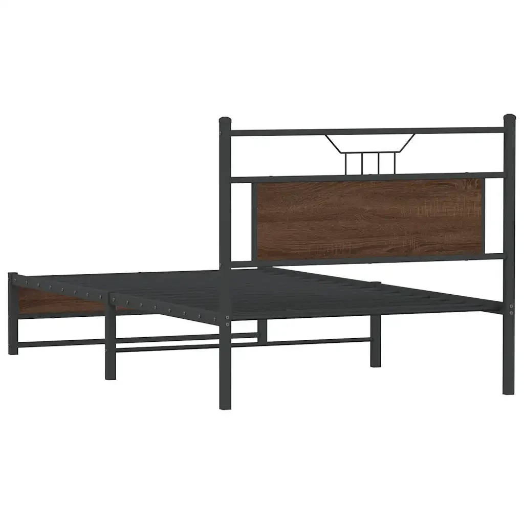 Letto singolo | Letto per adulti | Giroletto senza Materasso Rovere Marrone 100x190 cm Truciolato - Image 8