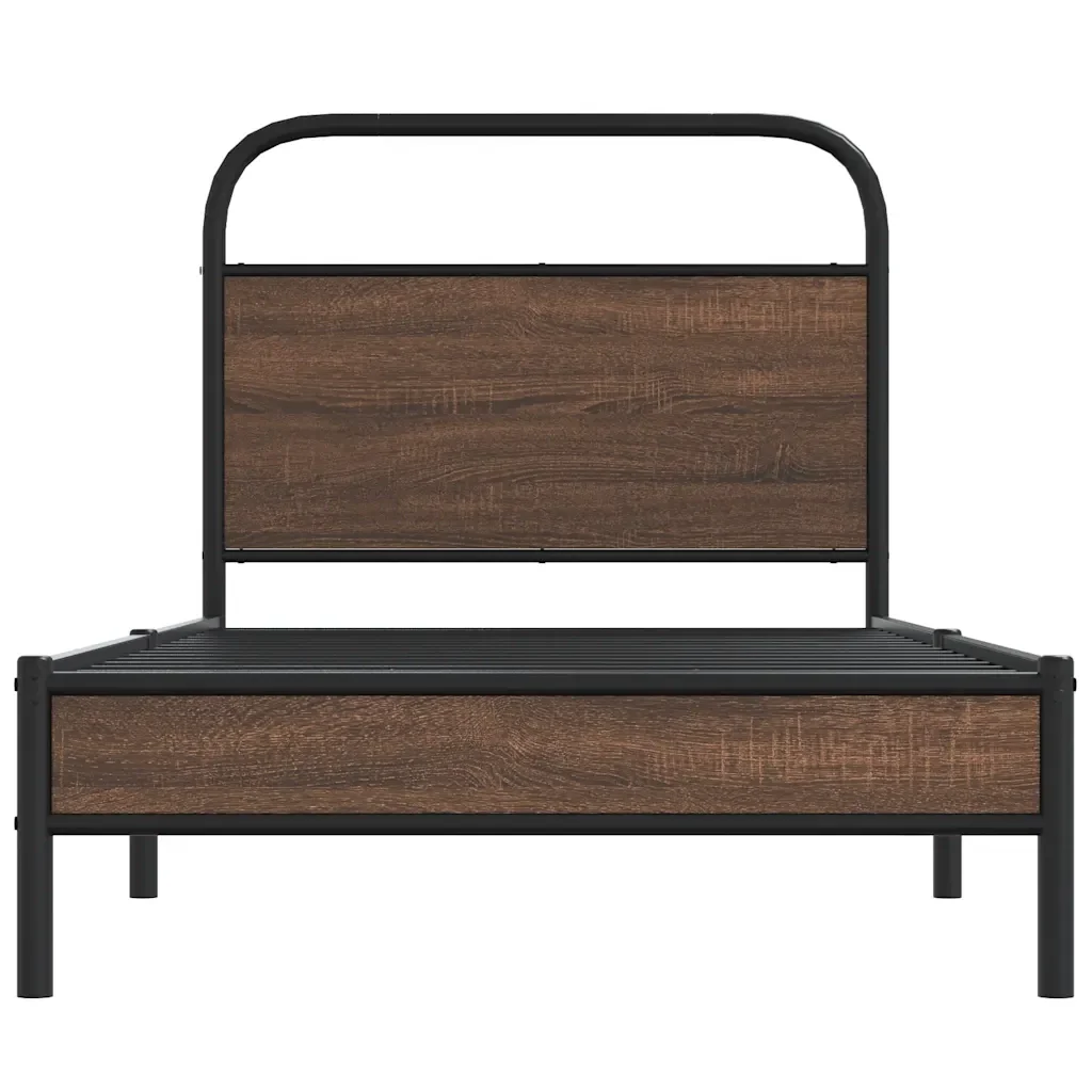 Letto singolo | Letto per adulti | Giroletto senza Materasso Rovere Marrone 100x190 cm Truciolato - Image 5