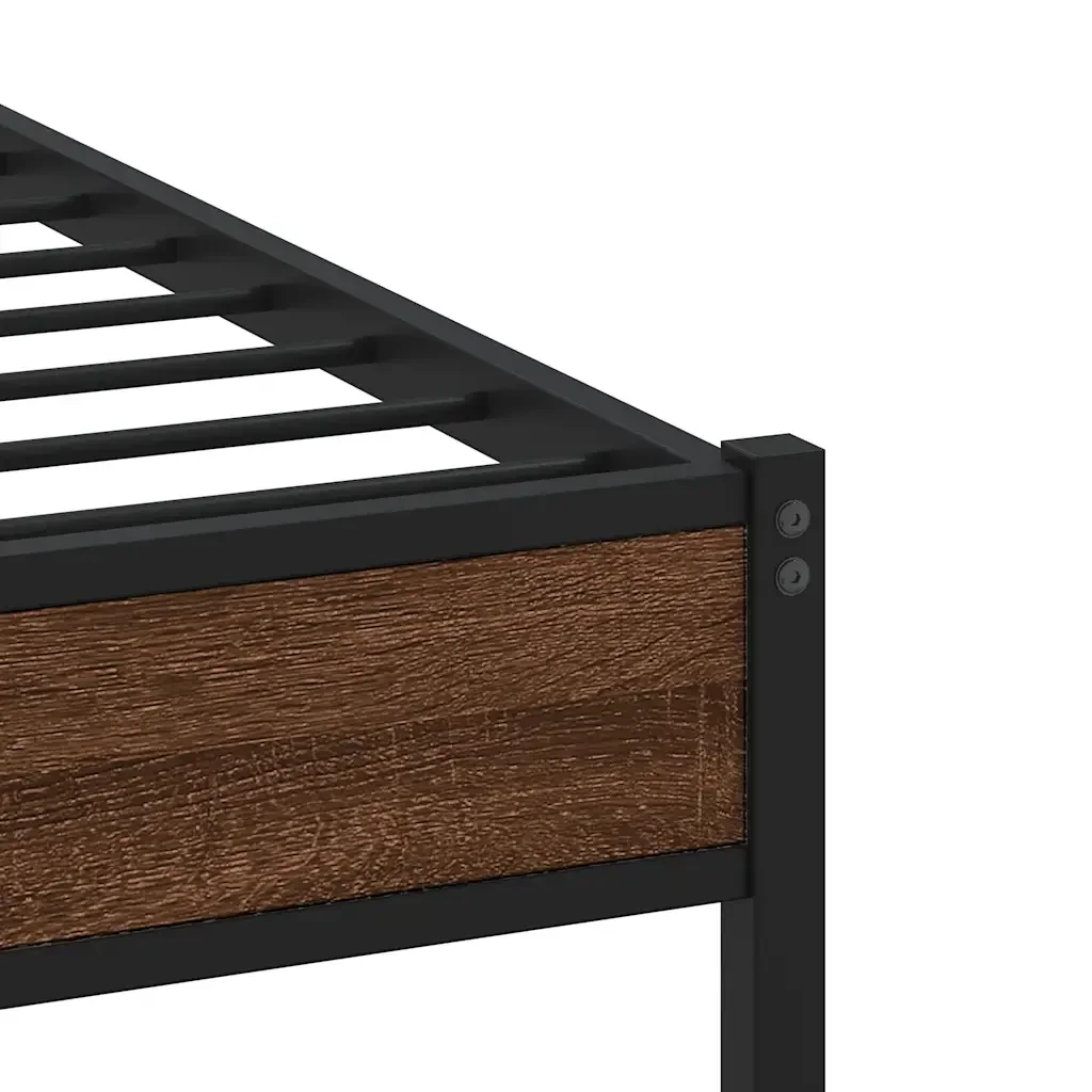 Letto singolo | Letto per adulti | Giroletto senza Materasso Rovere Marrone 100x190 cm Truciolato - Image 7