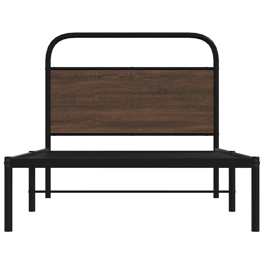 Letto singolo | Letto per adulti | Giroletto senza Materasso Rovere Marrone 100x190 cm Truciolato - Image 5