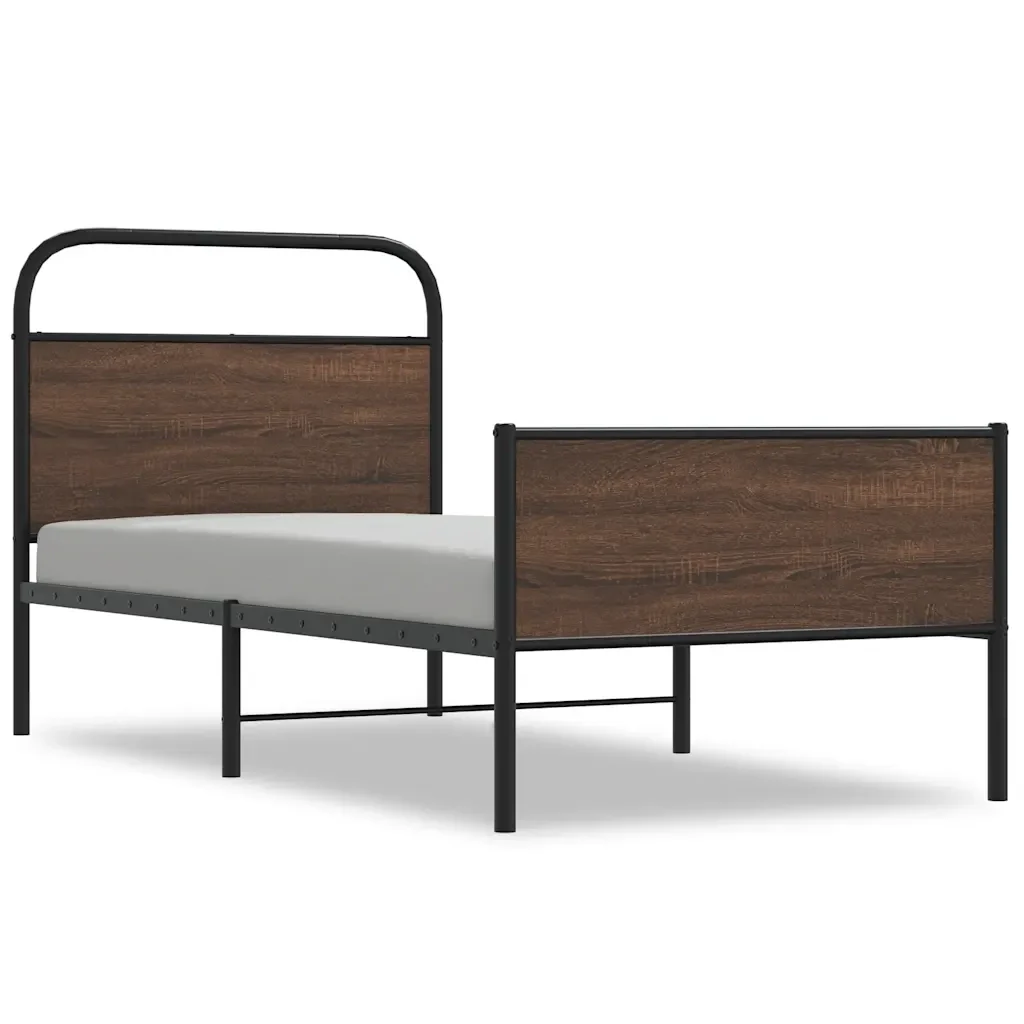 Letto singolo | Letto per adulti | Giroletto senza Materasso Rovere Marrone 100x190 cm Truciolato