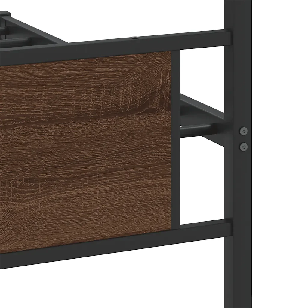 Letto singolo | Letto per adulti | Giroletto senza Materasso Rovere Marrone 100x200 cm Truciolato - Image 10