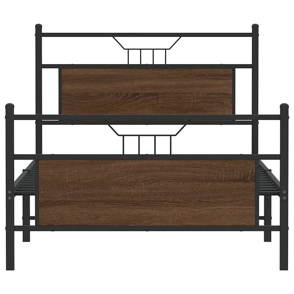Letto singolo | Letto per adulti | Giroletto senza Materasso Rovere Marrone 100x200 cm Truciolato - Image 6