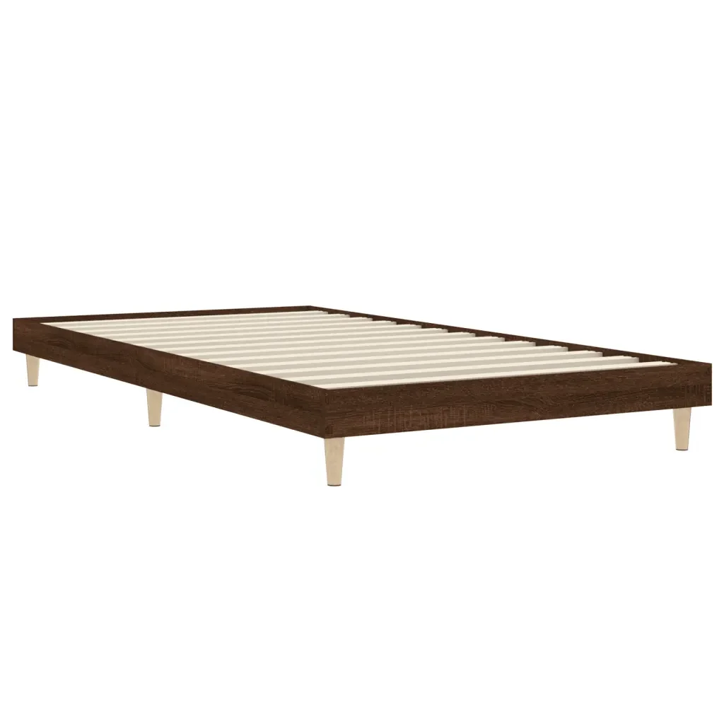 Letto singolo | Letto per adulti | Giroletto senza Materasso Rovere Marrone 100x200 cm Truciolato - Image 4