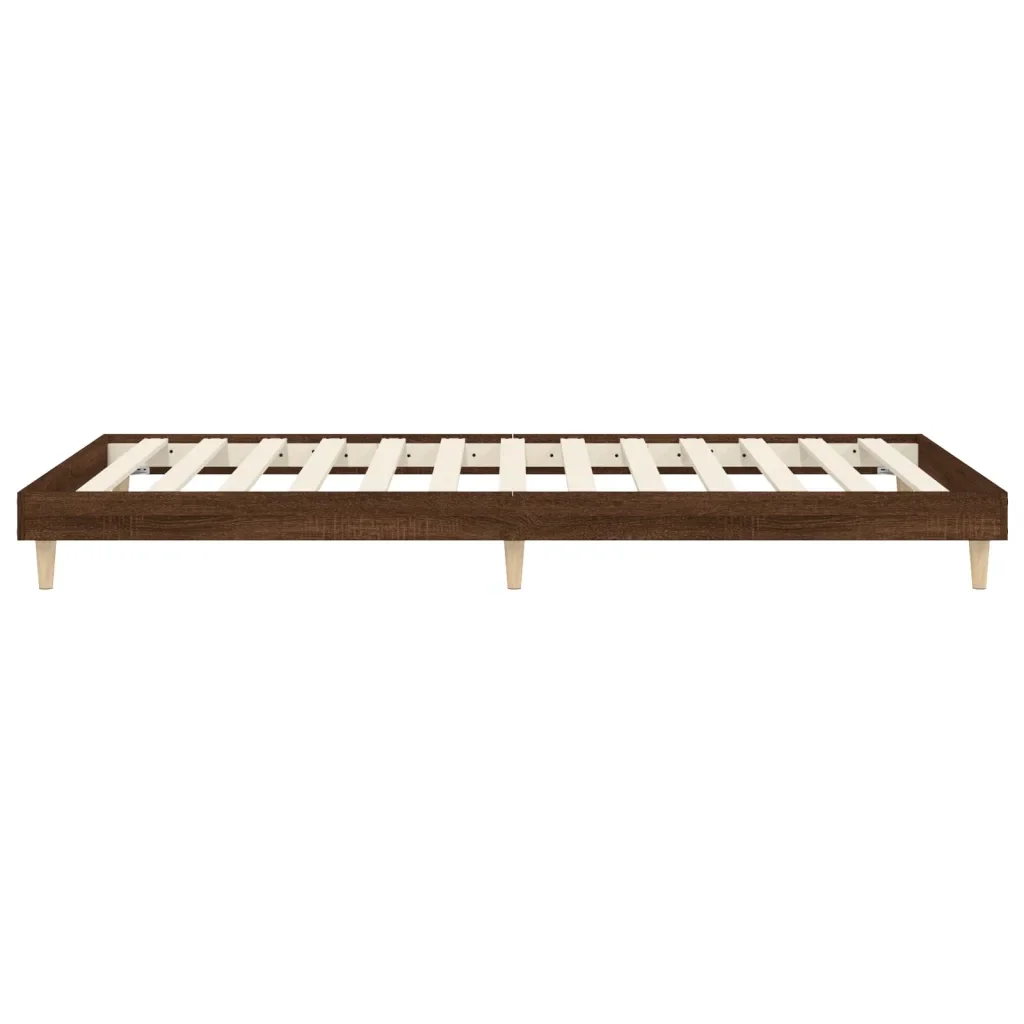 Letto singolo | Letto per adulti | Giroletto senza Materasso Rovere Marrone 100x200 cm Truciolato - Image 7