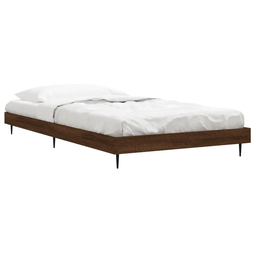 Letto singolo | Letto per adulti | Giroletto senza Materasso Rovere Marrone 100x200 cm Truciolato - Image 3