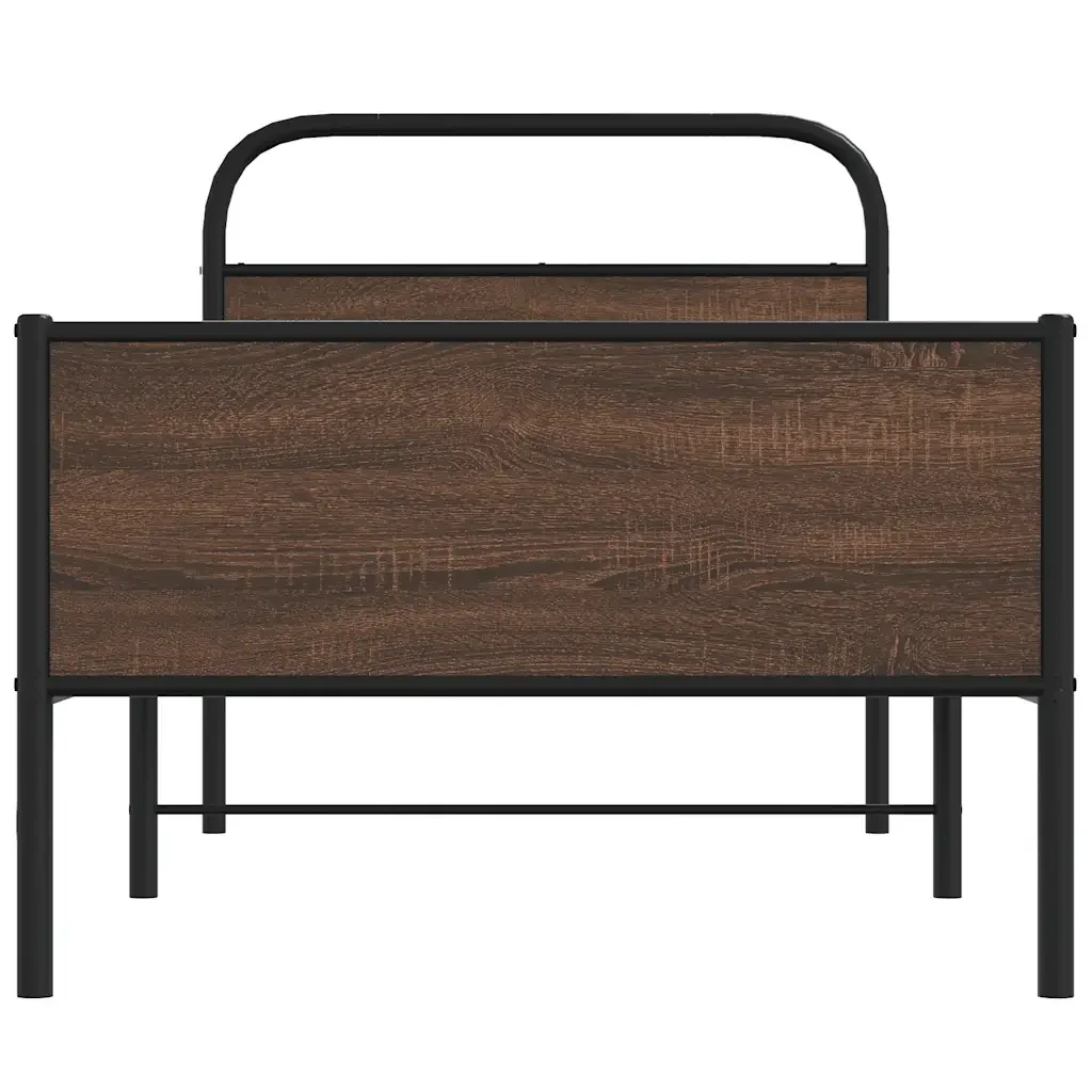 Letto singolo | Letto per adulti | Giroletto senza Materasso Rovere Marrone 100x200 cm Truciolato - Image 5