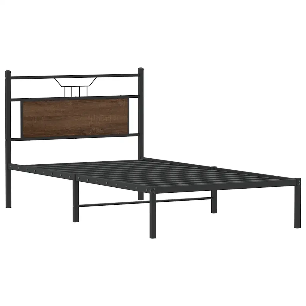 Letto singolo | Letto per adulti | Giroletto senza Materasso Rovere Marrone 100x200 cm Truciolato - Image 4