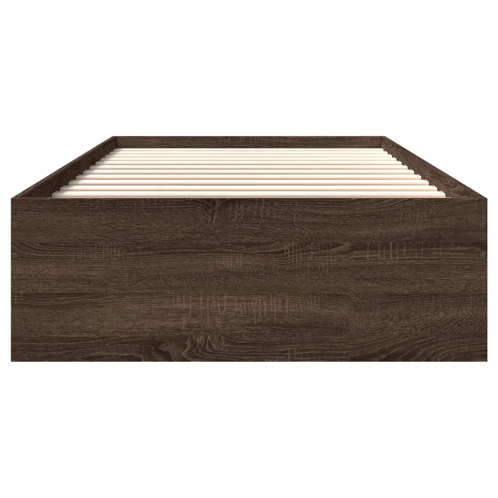 Letto singolo | Letto per adulti | Giroletto senza Materasso Rovere Marrone 100x200 cm Truciolato - Image 5