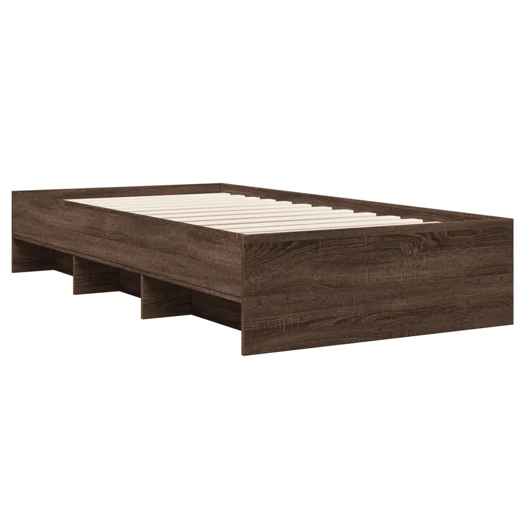 Letto singolo | Letto per adulti | Giroletto senza Materasso Rovere Marrone 100x200 cm Truciolato - Image 7