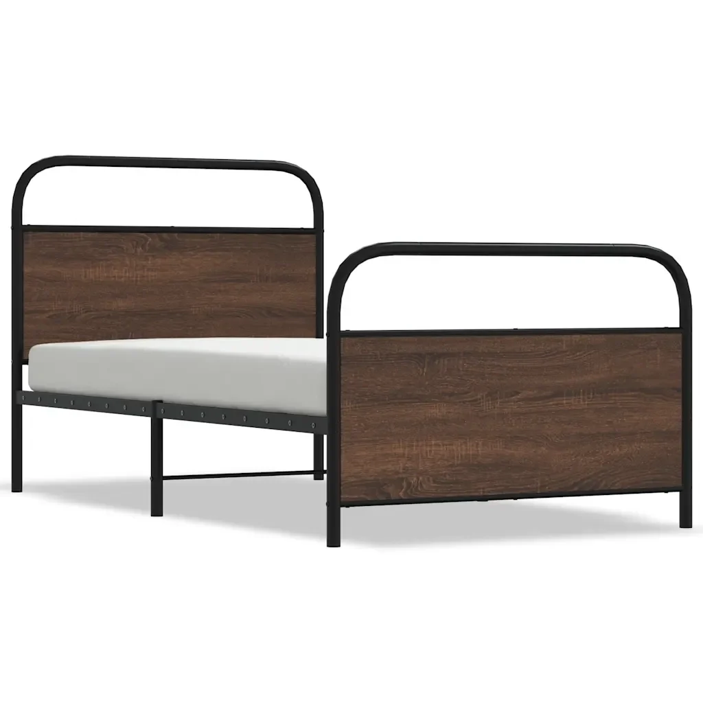Letto singolo | Letto per adulti | Giroletto senza Materasso Rovere Marrone 100x200 cm Truciolato
