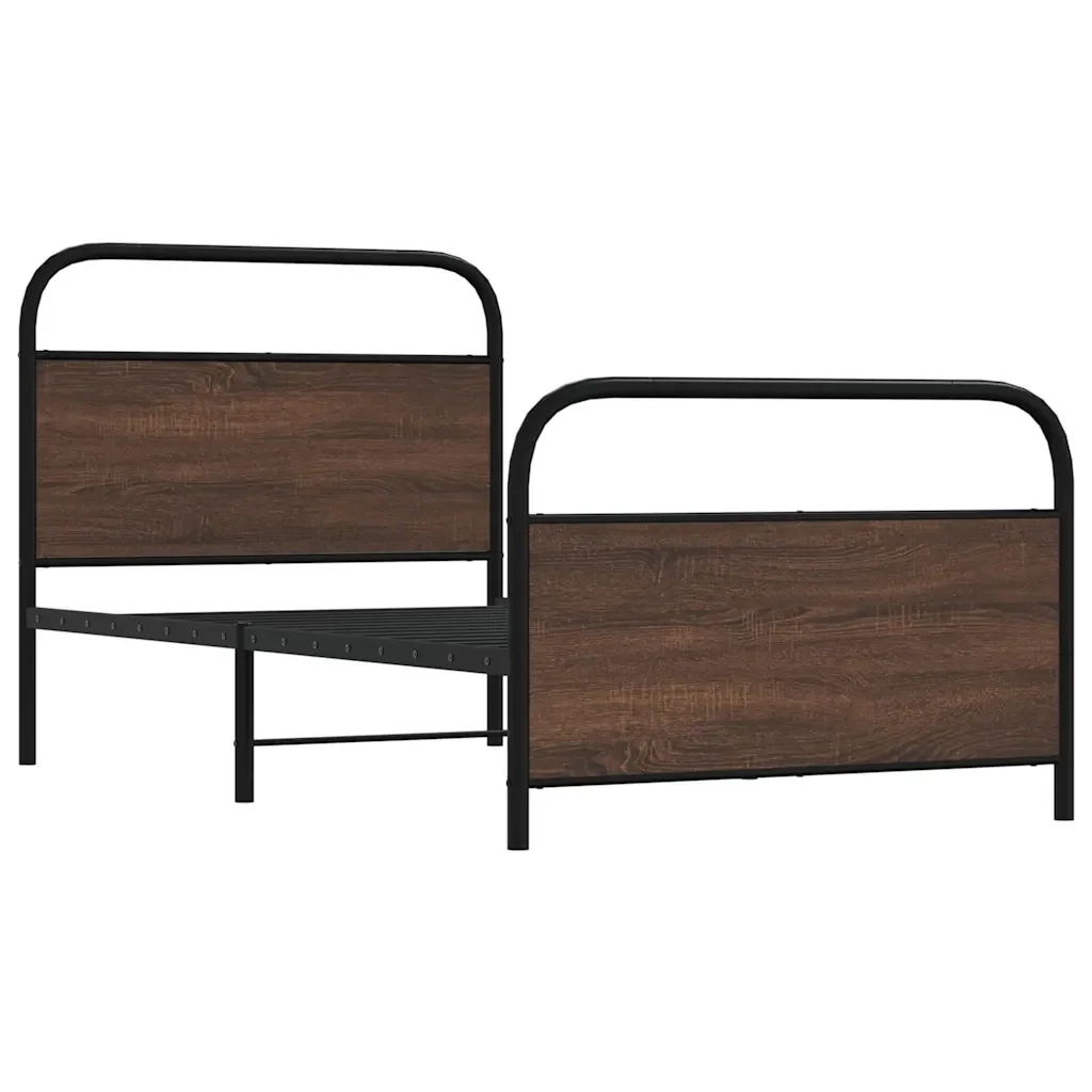 Letto singolo | Letto per adulti | Giroletto senza Materasso Rovere Marrone 100x200 cm Truciolato - Image 4