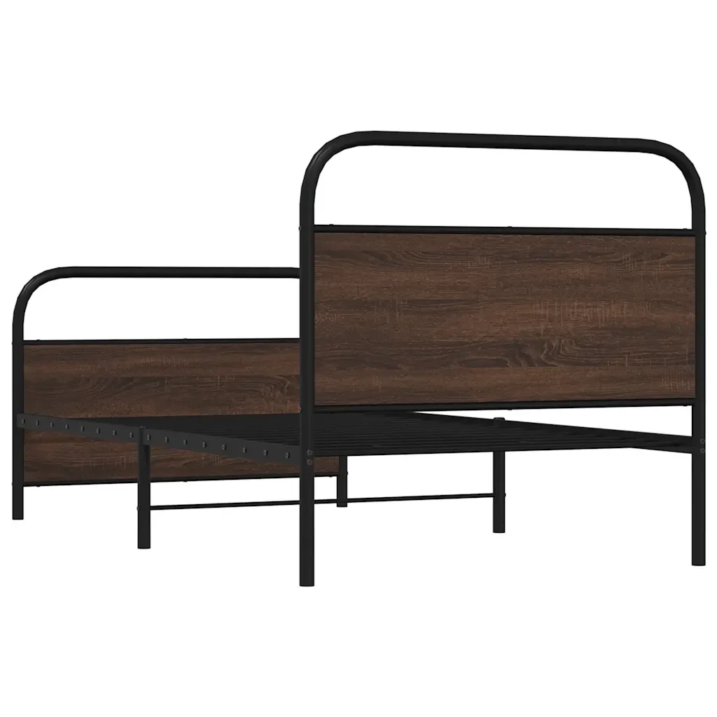Letto singolo | Letto per adulti | Giroletto senza Materasso Rovere Marrone 100x200 cm Truciolato - Image 7