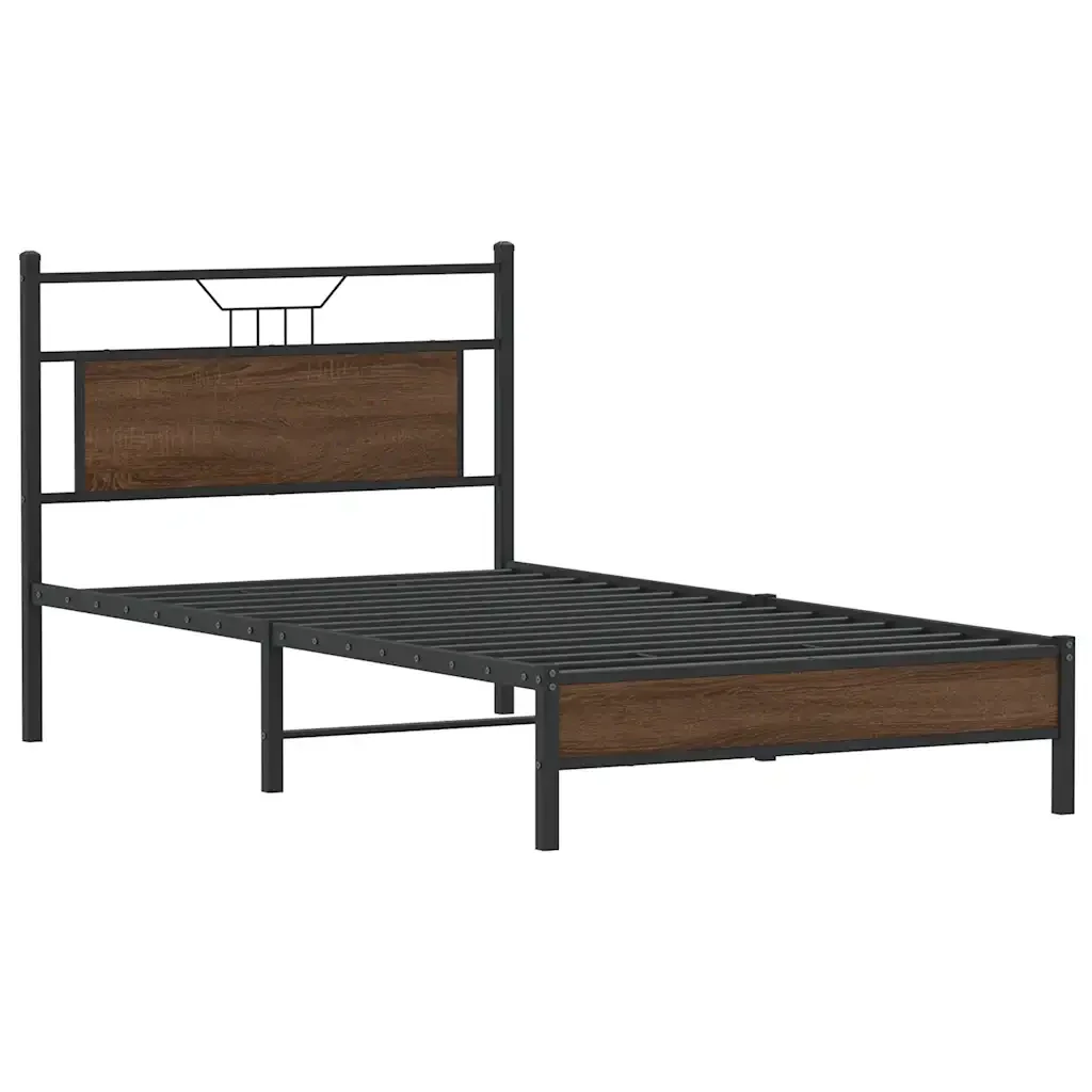 Letto singolo | Letto per adulti | Giroletto senza Materasso Rovere Marrone 107x203 cm Truciolato - Image 3