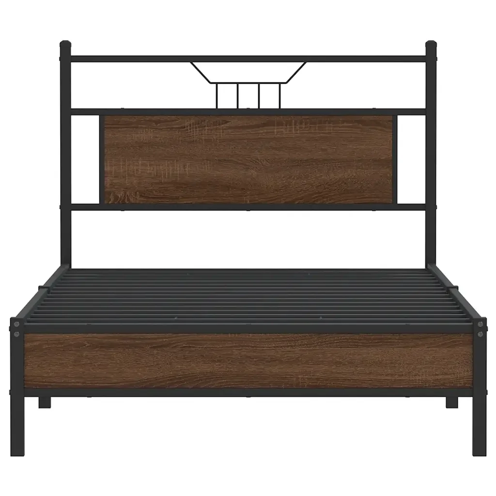Letto singolo | Letto per adulti | Giroletto senza Materasso Rovere Marrone 107x203 cm Truciolato - Image 6