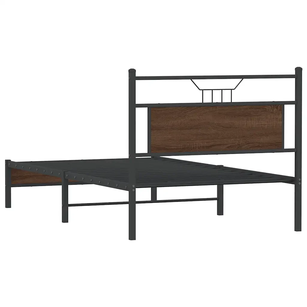 Letto singolo | Letto per adulti | Giroletto senza Materasso Rovere Marrone 107x203 cm Truciolato - Image 8