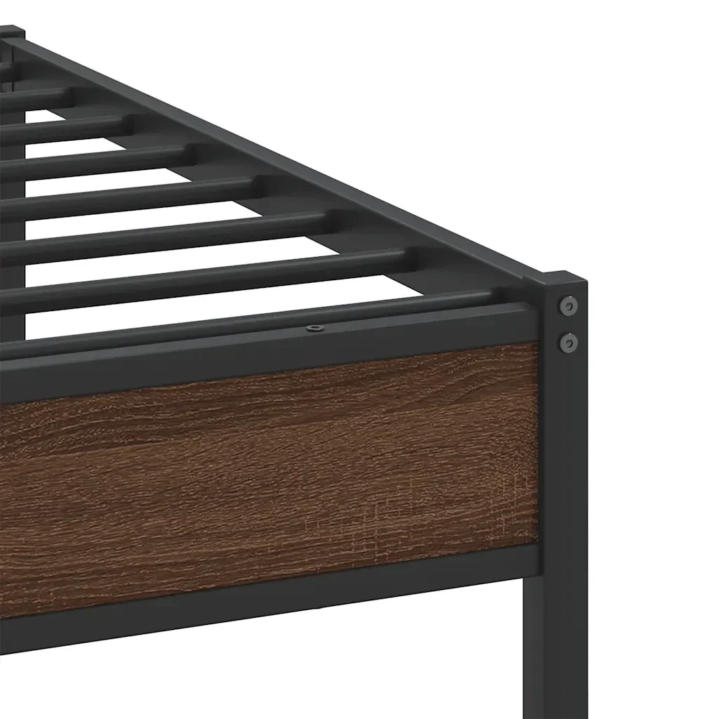 Letto singolo | Letto per adulti | Giroletto senza Materasso Rovere Marrone 107x203 cm Truciolato - Image 10