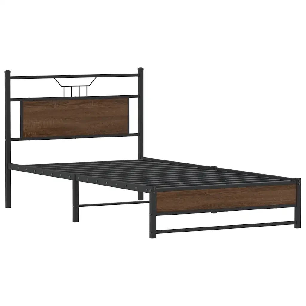 Letto singolo | Letto per adulti | Giroletto senza Materasso Rovere Marrone 107x203 cm Truciolato - Image 4