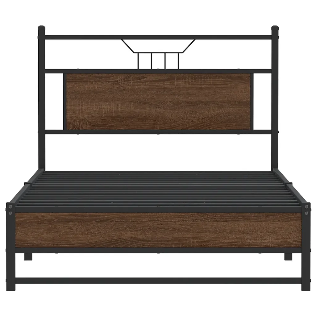 Letto singolo | Letto per adulti | Giroletto senza Materasso Rovere Marrone 107x203 cm Truciolato - Image 6