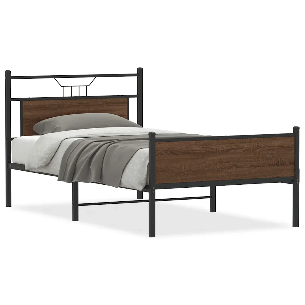 Letto singolo | Letto per adulti | Giroletto senza Materasso Rovere Marrone 107x203 cm Truciolato