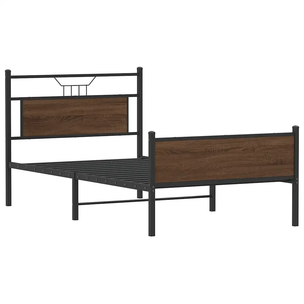 Letto singolo | Letto per adulti | Giroletto senza Materasso Rovere Marrone 107x203 cm Truciolato - Image 3