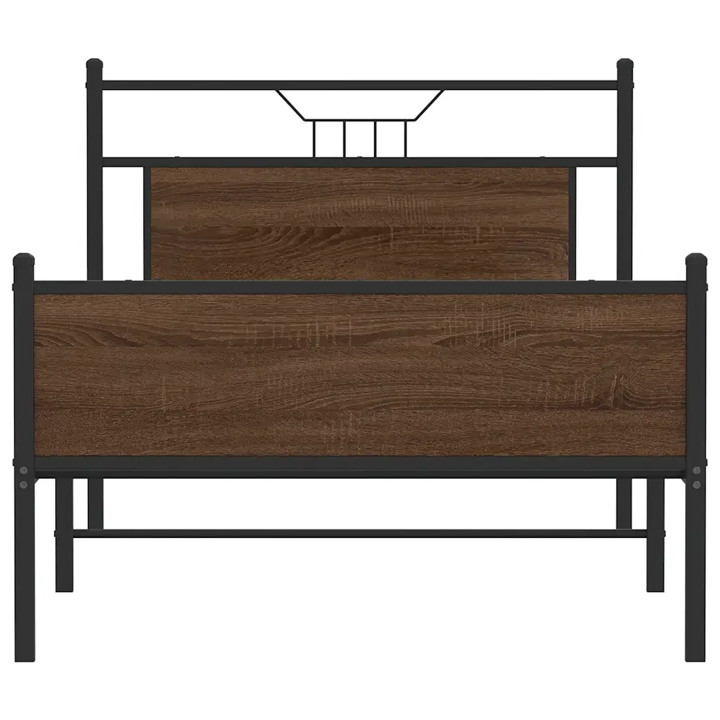 Letto singolo | Letto per adulti | Giroletto senza Materasso Rovere Marrone 107x203 cm Truciolato - Image 6