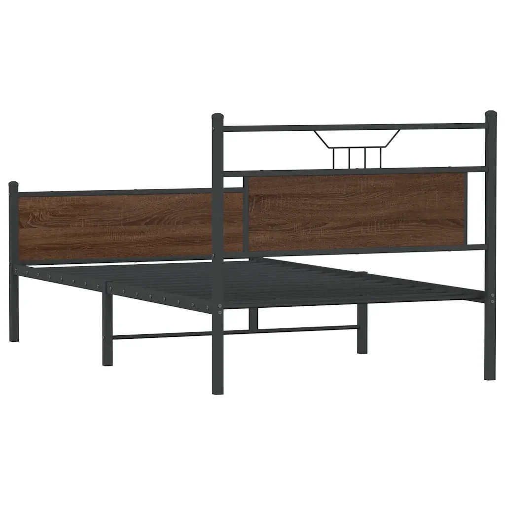 Letto singolo | Letto per adulti | Giroletto senza Materasso Rovere Marrone 107x203 cm Truciolato - Image 8