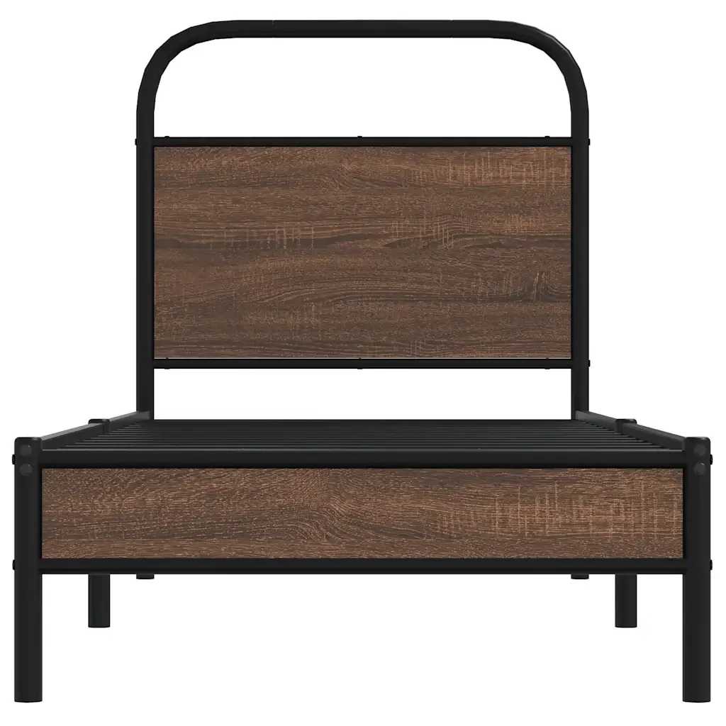 Letto singolo | Letto per adulti | Giroletto senza Materasso Rovere Marrone 75x190cm in Truciolato - Image 5