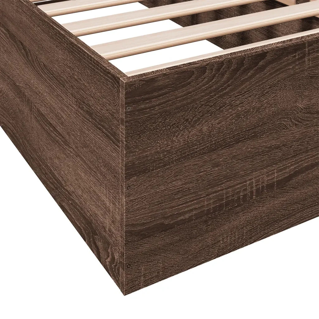 Letto singolo | Letto per adulti | Giroletto senza Materasso Rovere Marrone 75x190cm in Truciolato - Image 8
