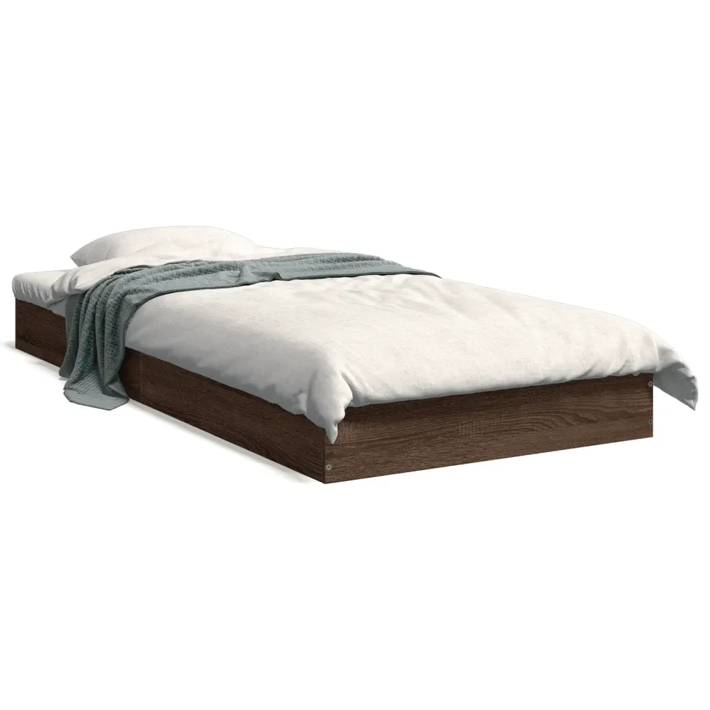 Letto singolo | Letto per adulti | Giroletto senza Materasso Rovere Marrone 75x190cm in Truciolato